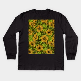 Yellow hibiscus Kids Long Sleeve T-Shirt